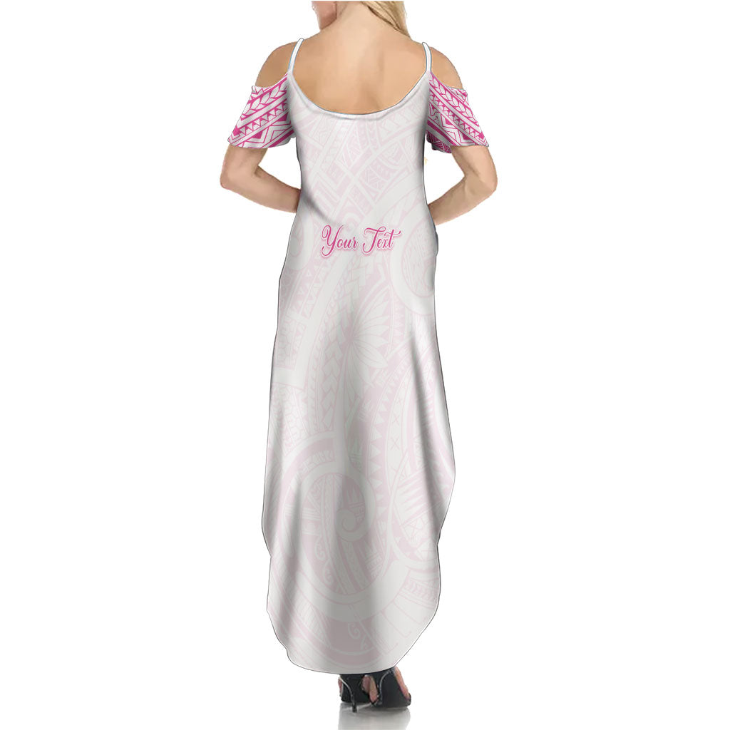 Personalised New Zealand Aotearoa Family Matching Summer Maxi Dress and Hawaiian Shirt Nurse Tribal Pink Version