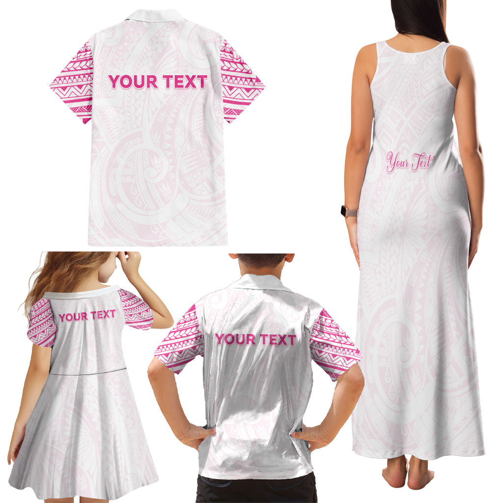 Personalised New Zealand Aotearoa Family Matching Tank Maxi Dress and Hawaiian Shirt Nurse Tribal Pink Version