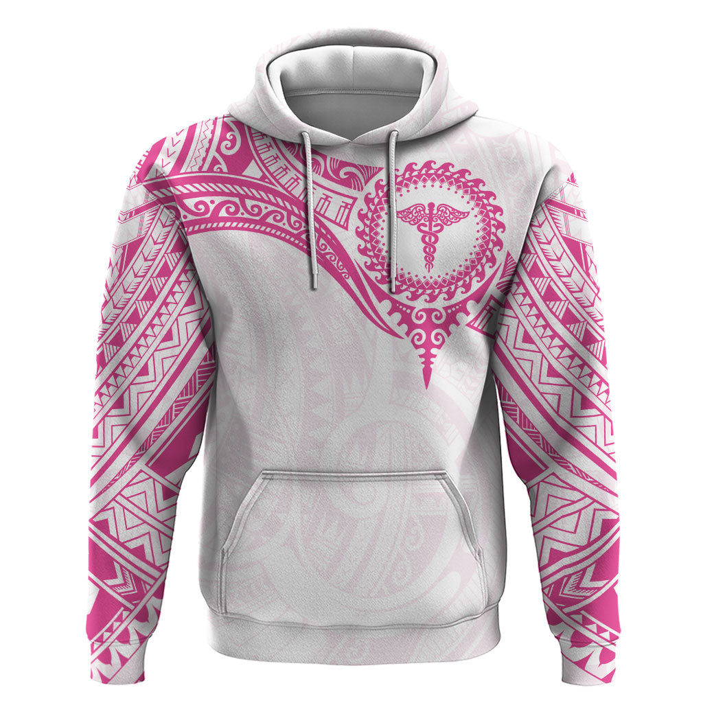 Personalised New Zealand Aotearoa Hoodie Nurse Tribal Pink Version LT05 Pullover Hoodie Pink - Polynesian Pride