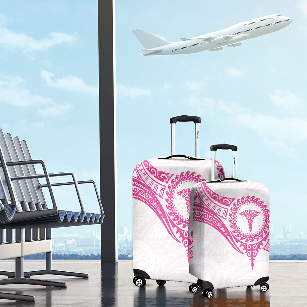 New Zealand Aotearoa Luggage Cover Nurse Tribal Pink Version