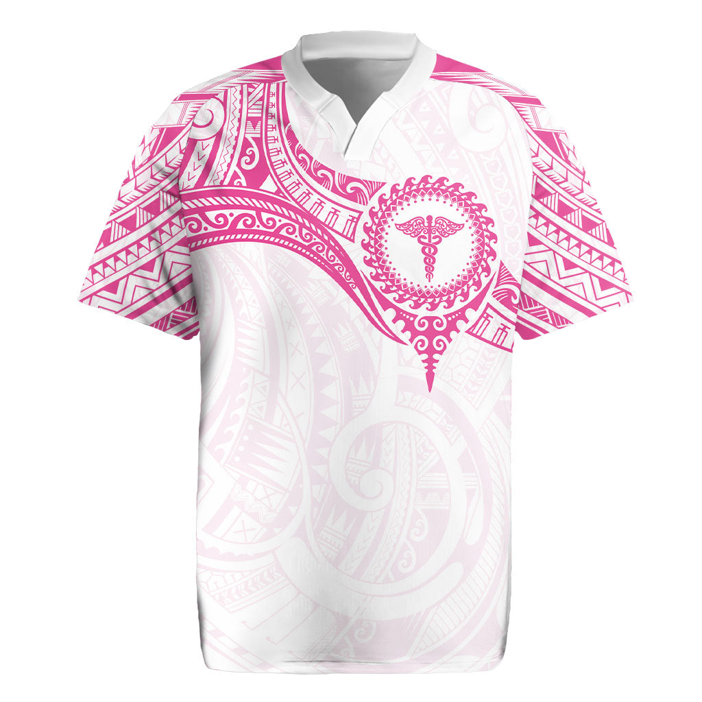 Personalised New Zealand Aotearoa Rugby Jersey Nurse Tribal Pink Version