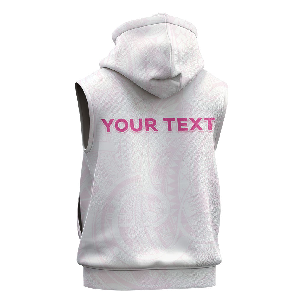 Personalised New Zealand Aotearoa Sleeveless Hoodie Nurse Tribal Pink Version