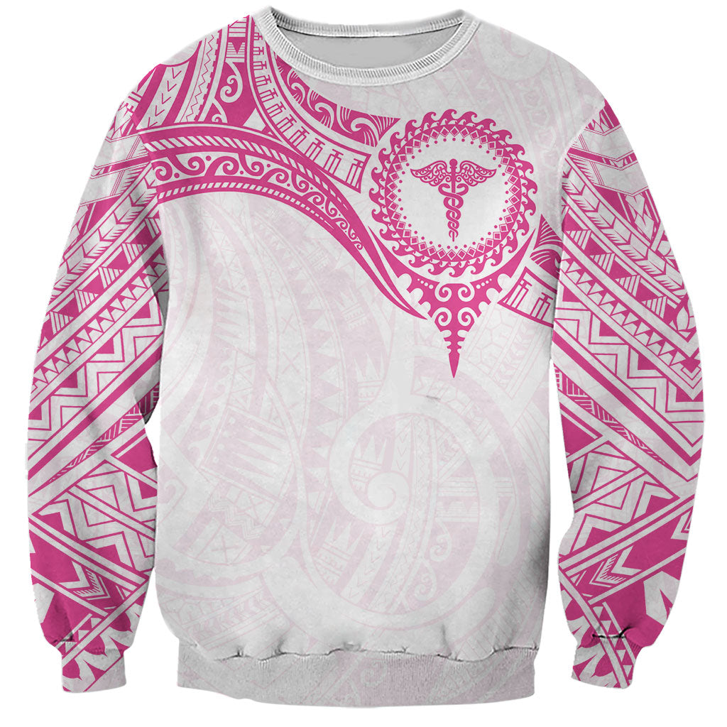 Personalised New Zealand Aotearoa Sweatshirt Nurse Tribal Pink Version LT05 Unisex Pink - Polynesian Pride