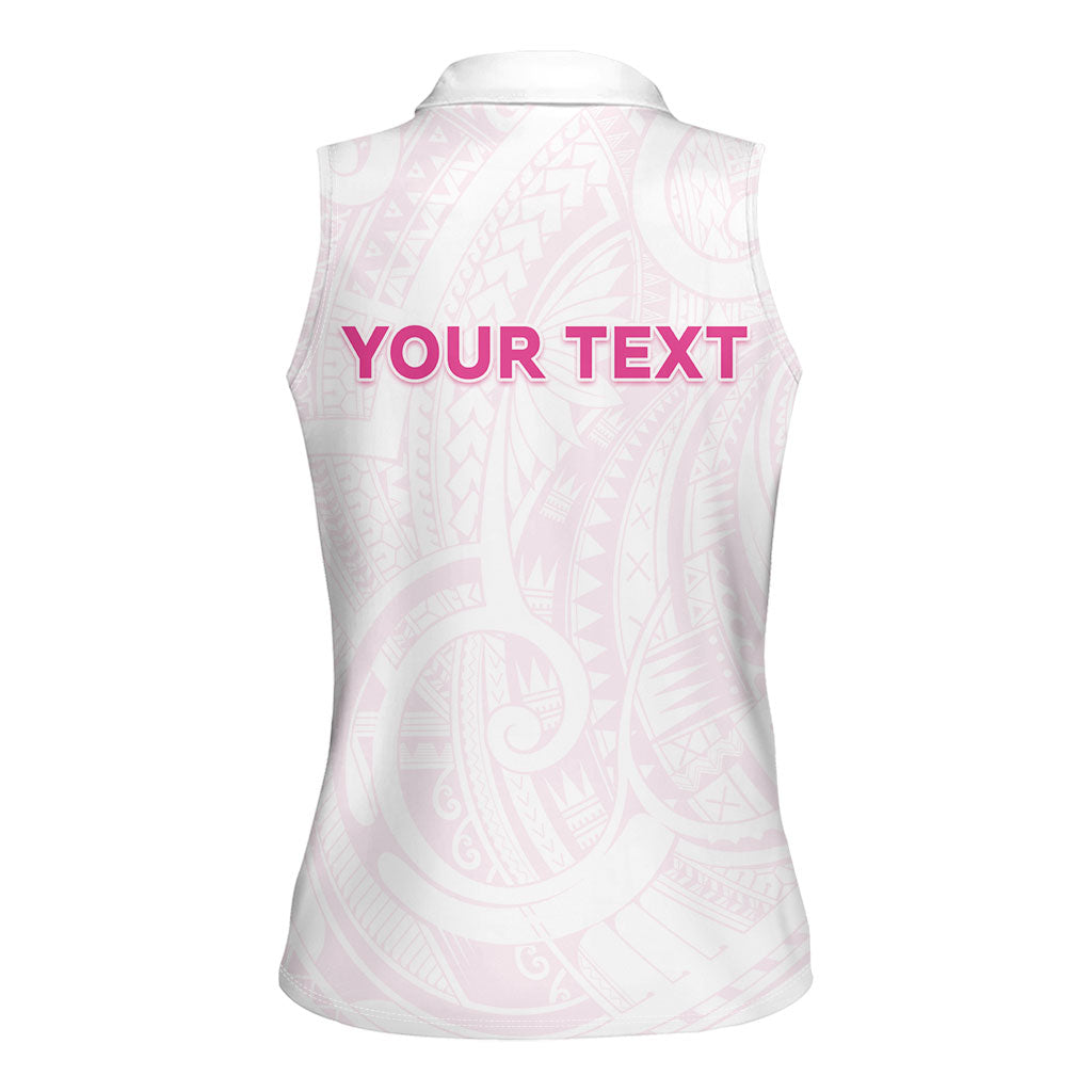 Personalised New Zealand Aotearoa Women Sleeveless Polo Shirt Nurse Tribal Pink Version