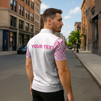 Personalised New Zealand Aotearoa Zipper Polo Shirt Nurse Tribal Pink Version