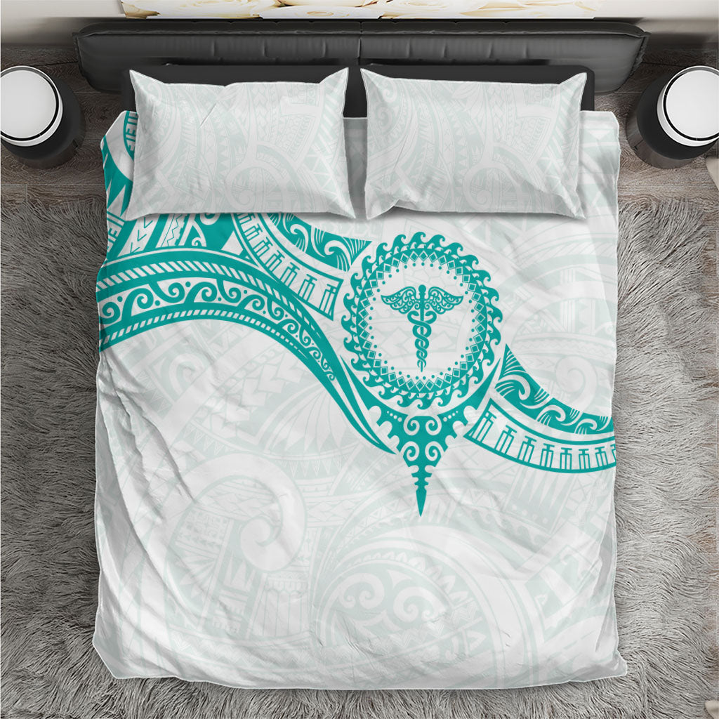 New Zealand Aotearoa Bedding Set Nurse Tribal Teal Version