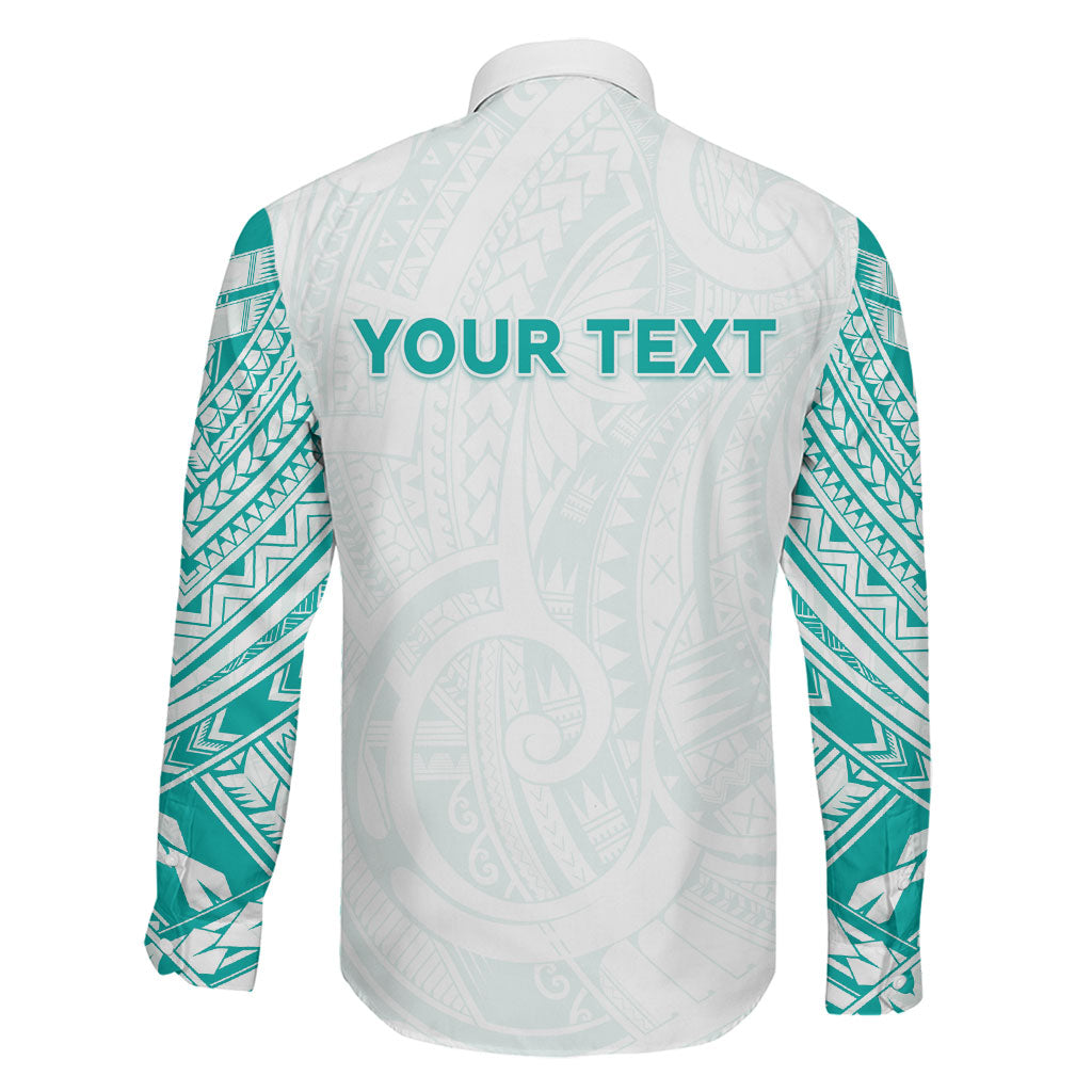 Personalised New Zealand Aotearoa Family Matching Long Sleeve Bodycon Dress and Hawaiian Shirt Nurse Tribal Teal Version