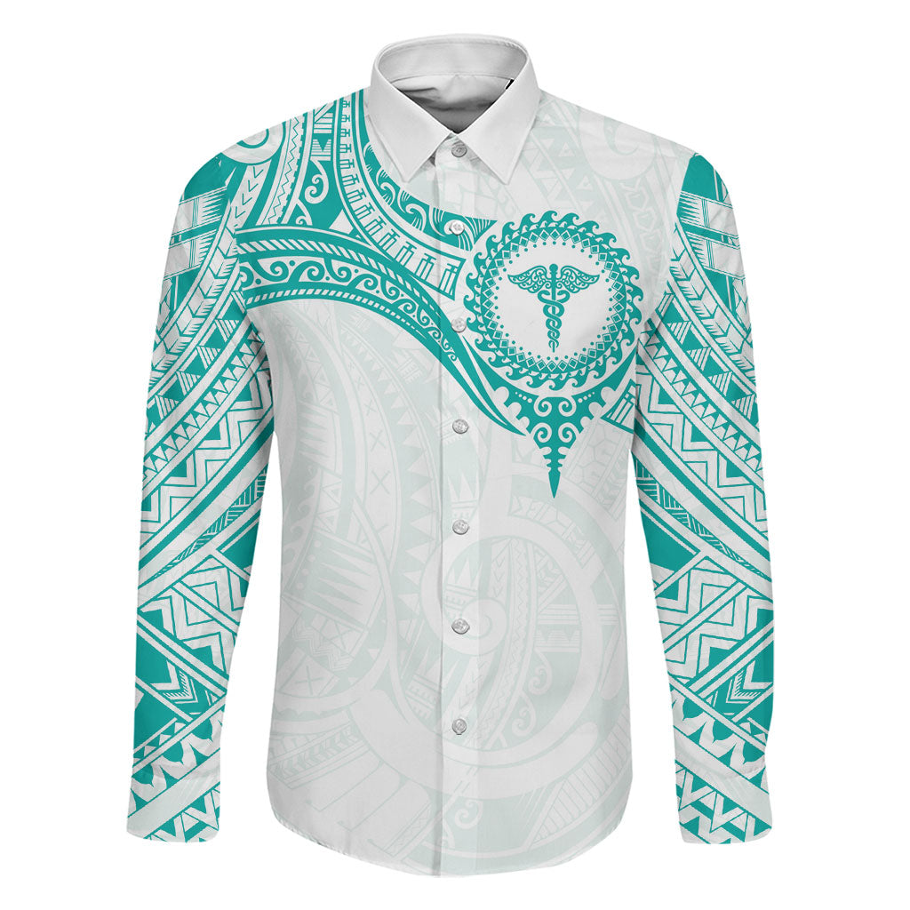 Personalised New Zealand Aotearoa Family Matching Summer Maxi Dress and Hawaiian Shirt Nurse Tribal Teal Version