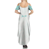 Personalised New Zealand Aotearoa Family Matching Summer Maxi Dress and Hawaiian Shirt Nurse Tribal Teal Version