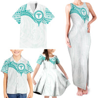 Personalised New Zealand Aotearoa Family Matching Tank Maxi Dress and Hawaiian Shirt Nurse Tribal Teal Version