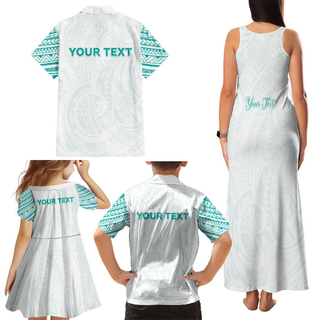 Personalised New Zealand Aotearoa Family Matching Tank Maxi Dress and Hawaiian Shirt Nurse Tribal Teal Version