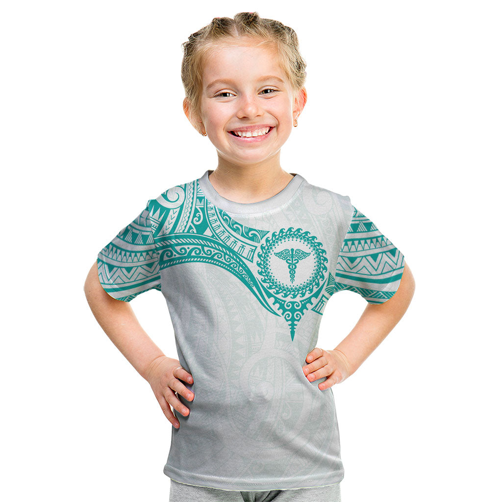 Personalised New Zealand Aotearoa Kid T Shirt Nurse Tribal Teal Version
