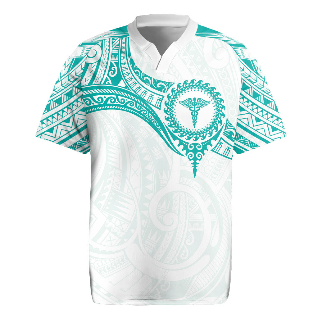 Personalised New Zealand Aotearoa Rugby Jersey Nurse Tribal Teal Version