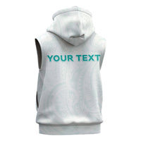 Personalised New Zealand Aotearoa Sleeveless Hoodie Nurse Tribal Teal Version
