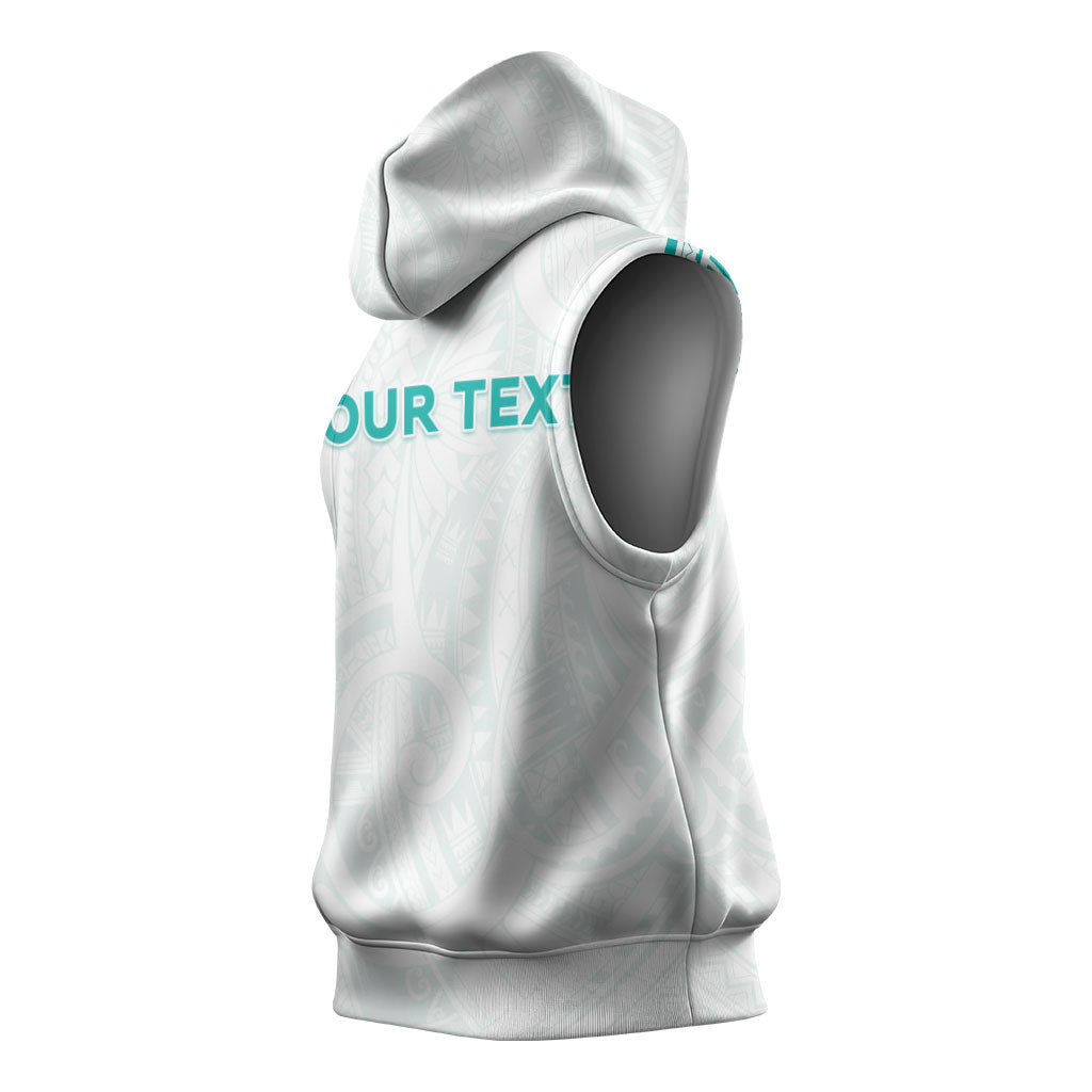 Personalised New Zealand Aotearoa Sleeveless Hoodie Nurse Tribal Teal Version