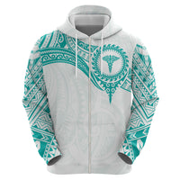 Personalised New Zealand Aotearoa Zip Hoodie Nurse Tribal Teal Version LT05 - Polynesian Pride