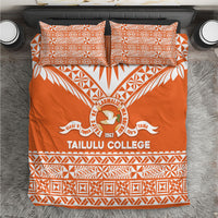 Tonga Tailulu College Bedding Set Tongan Kupesi Pattern LT05 Orange - Polynesian Pride