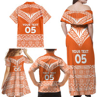 Personalised Tonga Tailulu College Family Matching Off Shoulder Maxi Dress and Hawaiian Shirt Tongan Kupesi Pattern