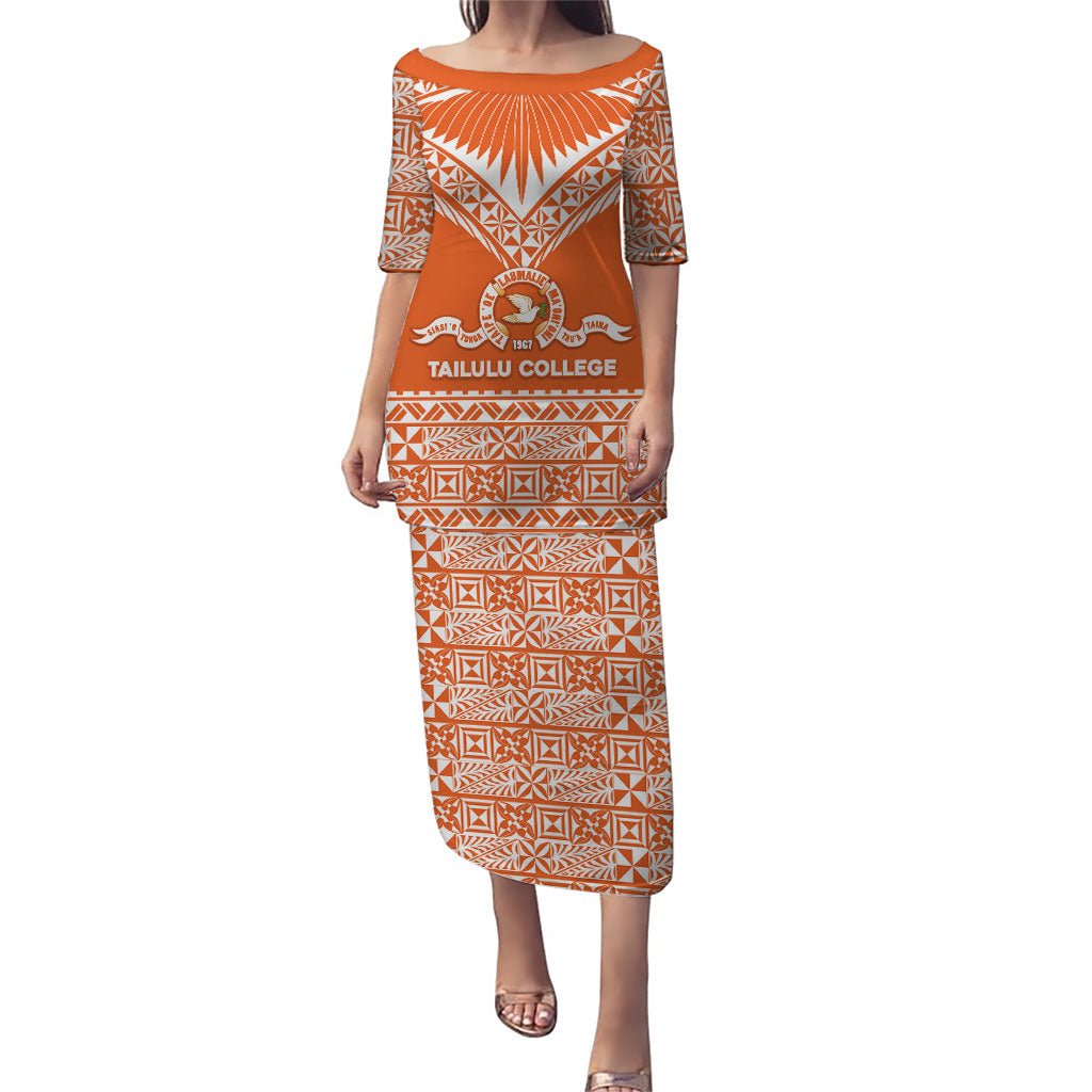 Personalised Tonga Tailulu College Family Matching Puletasi and Hawaiian Shirt Tongan Kupesi Pattern