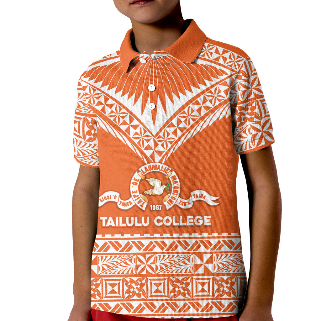 Personalised Tonga Tailulu College Kid Polo Shirt Tongan Kupesi Pattern