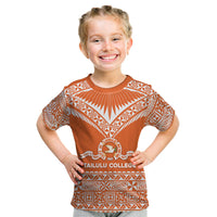 Personalised Tonga Tailulu College Kid T Shirt Tongan Kupesi Pattern