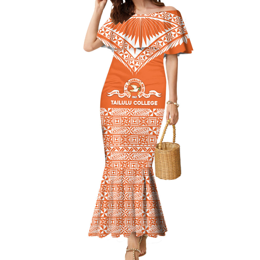 Personalised Tonga Tailulu College Mermaid Dress Tongan Kupesi Pattern