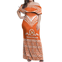 Personalised Tonga Tailulu College Off Shoulder Maxi Dress Tongan Kupesi Pattern