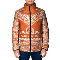 Personalised Tonga Tailulu College Padded Jacket Tongan Kupesi Pattern LT05 Men Orange - Polynesian Pride