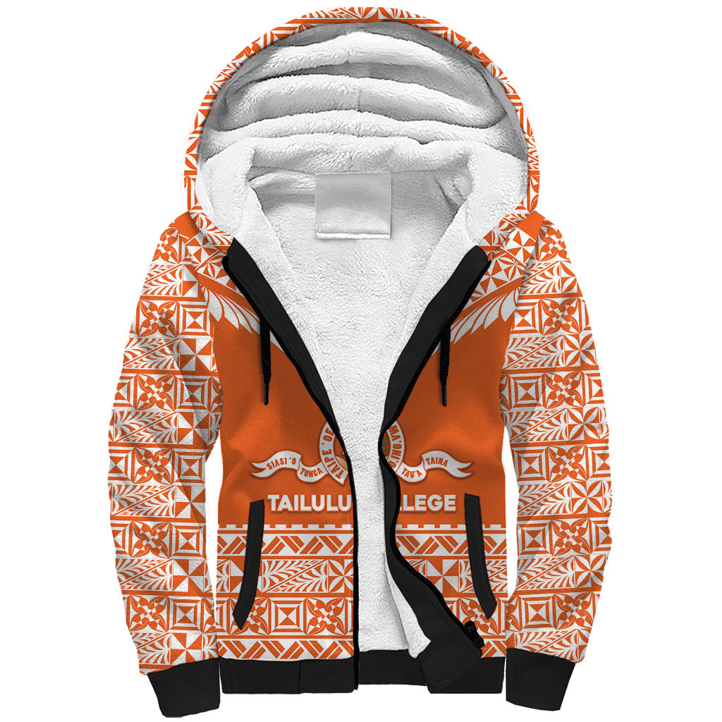 Personalised Tonga Tailulu College Sherpa Hoodie Tongan Kupesi Pattern