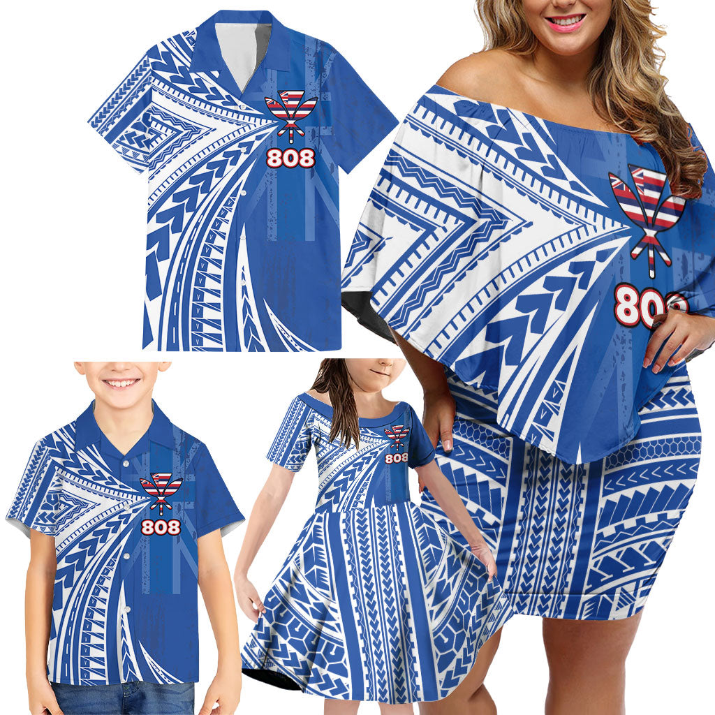 Personalised Hawaii 808 Family Matching Off Shoulder Short Dress and Hawaiian Shirt Unique Style