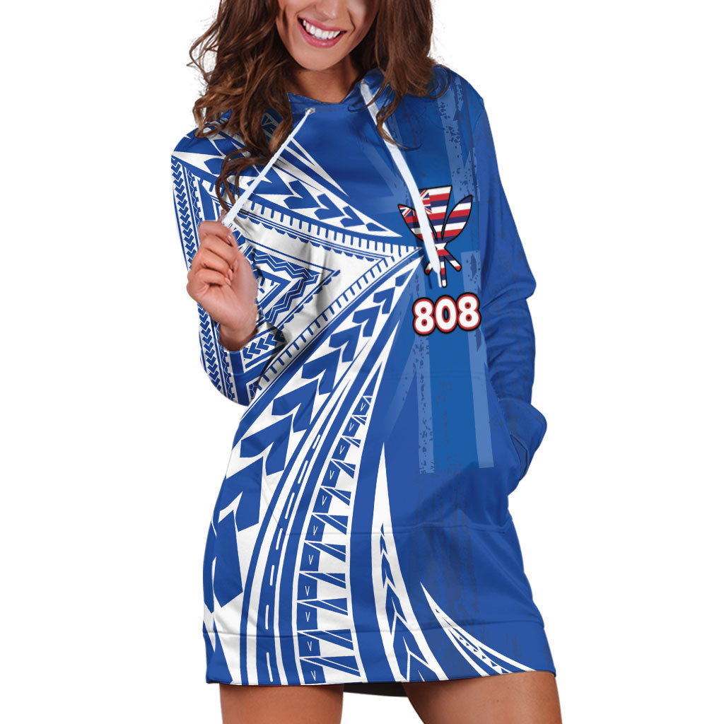 Personalised Hawaii 808 Hoodie Dress Unique Style LT05 Blue - Polynesian Pride