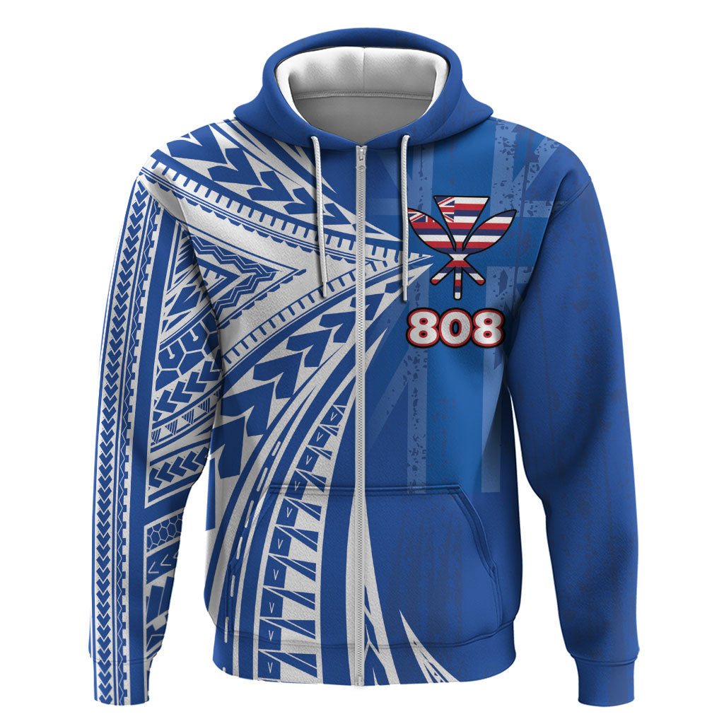 Personalised Hawaii 808 Zip Hoodie Unique Style LT05 Zip Hoodie Blue - Polynesian Pride