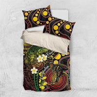 Vanuatu And Australia Aboriginal Bedding Set Iguana And Kangaroo Together