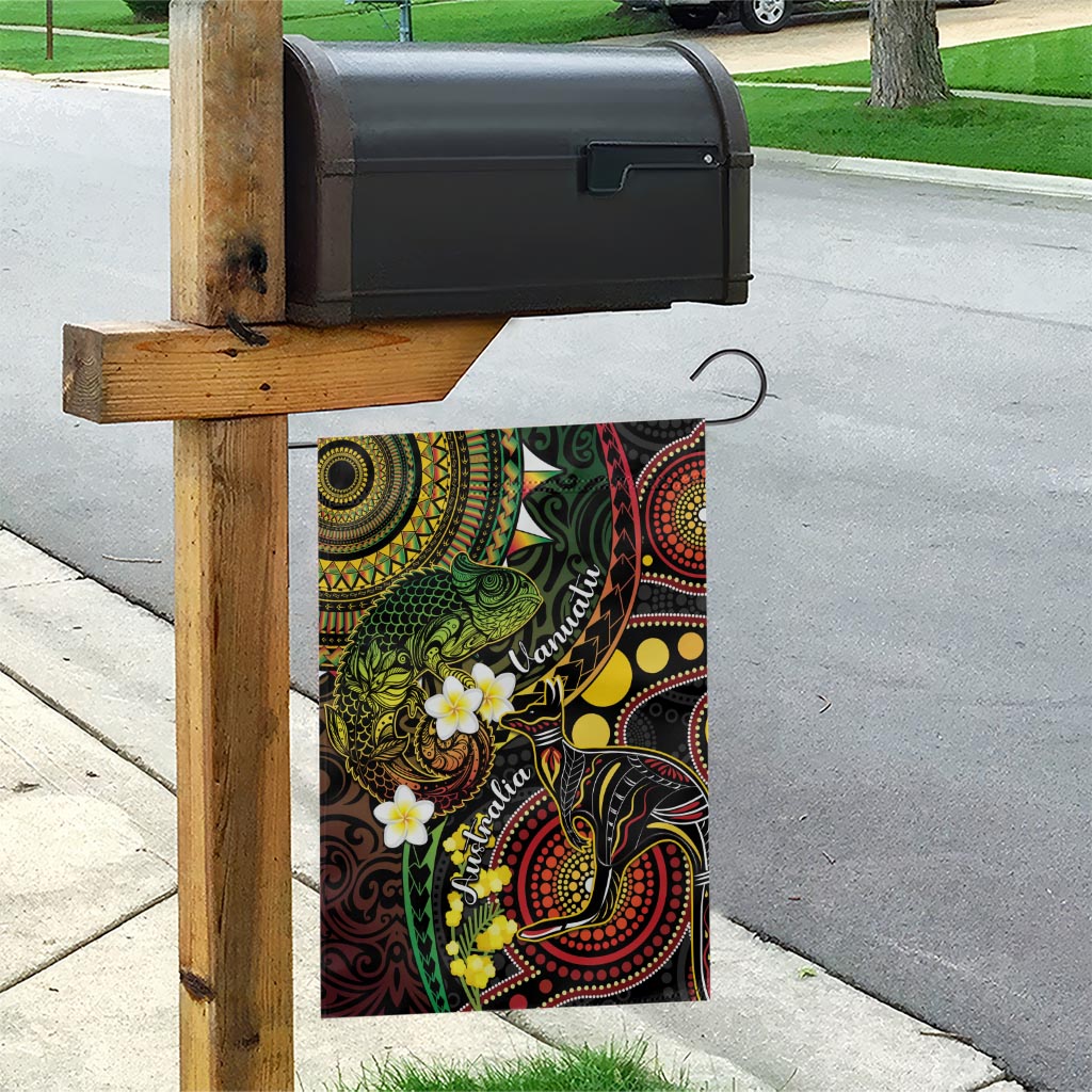 Vanuatu And Australia Aboriginal Garden Flag Iguana And Kangaroo Together