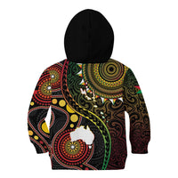 Vanuatu And Australia Aboriginal Kid Hoodie Iguana And Kangaroo Together