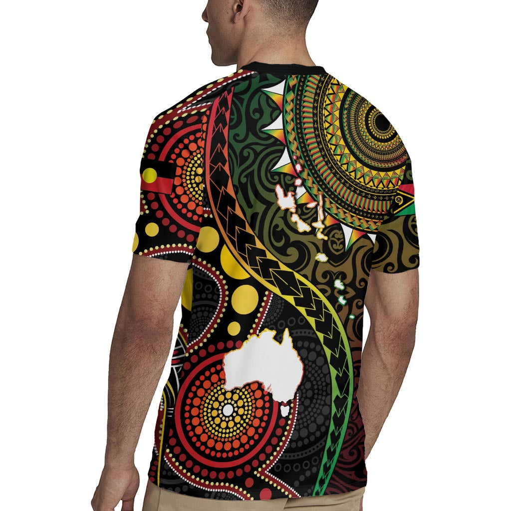 Vanuatu And Australia Aboriginal Rugby Jersey Iguana And Kangaroo Together
