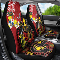 Tonga Ngatu And Australia Aboriginal Car Seat Cover Tongan Dove And Kangaroo Together