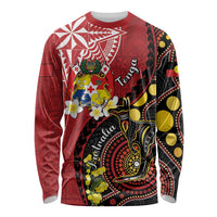 Tonga Ngatu And Australia Aboriginal Long Sleeve Shirt Tongan Dove And Kangaroo Together LT05 Unisex Red - Polynesian Pride