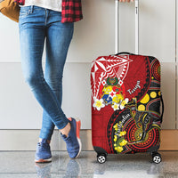 Tonga Ngatu And Australia Aboriginal Luggage Cover Tongan Dove And Kangaroo Together LT05 - Polynesian Pride