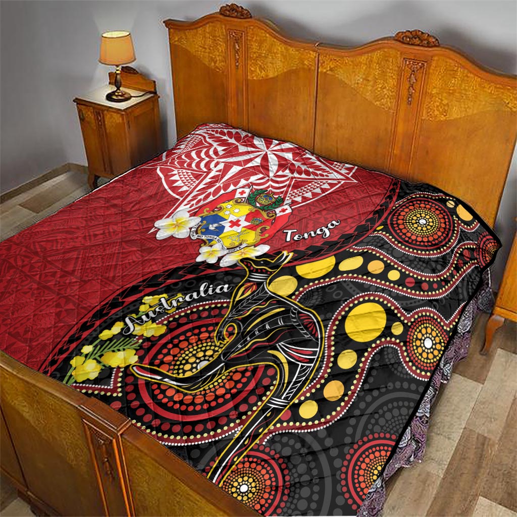 Tonga Ngatu And Australia Aboriginal Quilt Tongan Dove And Kangaroo Together