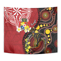 Tonga Ngatu And Australia Aboriginal Tapestry Tongan Dove And Kangaroo Together