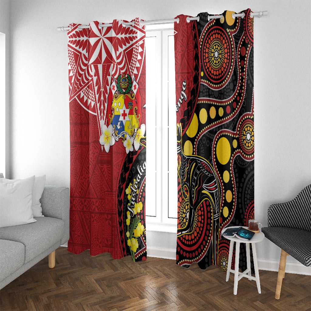 Tonga Ngatu And Australia Aboriginal Window Curtain Tongan Dove And Kangaroo Together