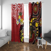 Tonga Ngatu And Australia Aboriginal Window Curtain Tongan Dove And Kangaroo Together