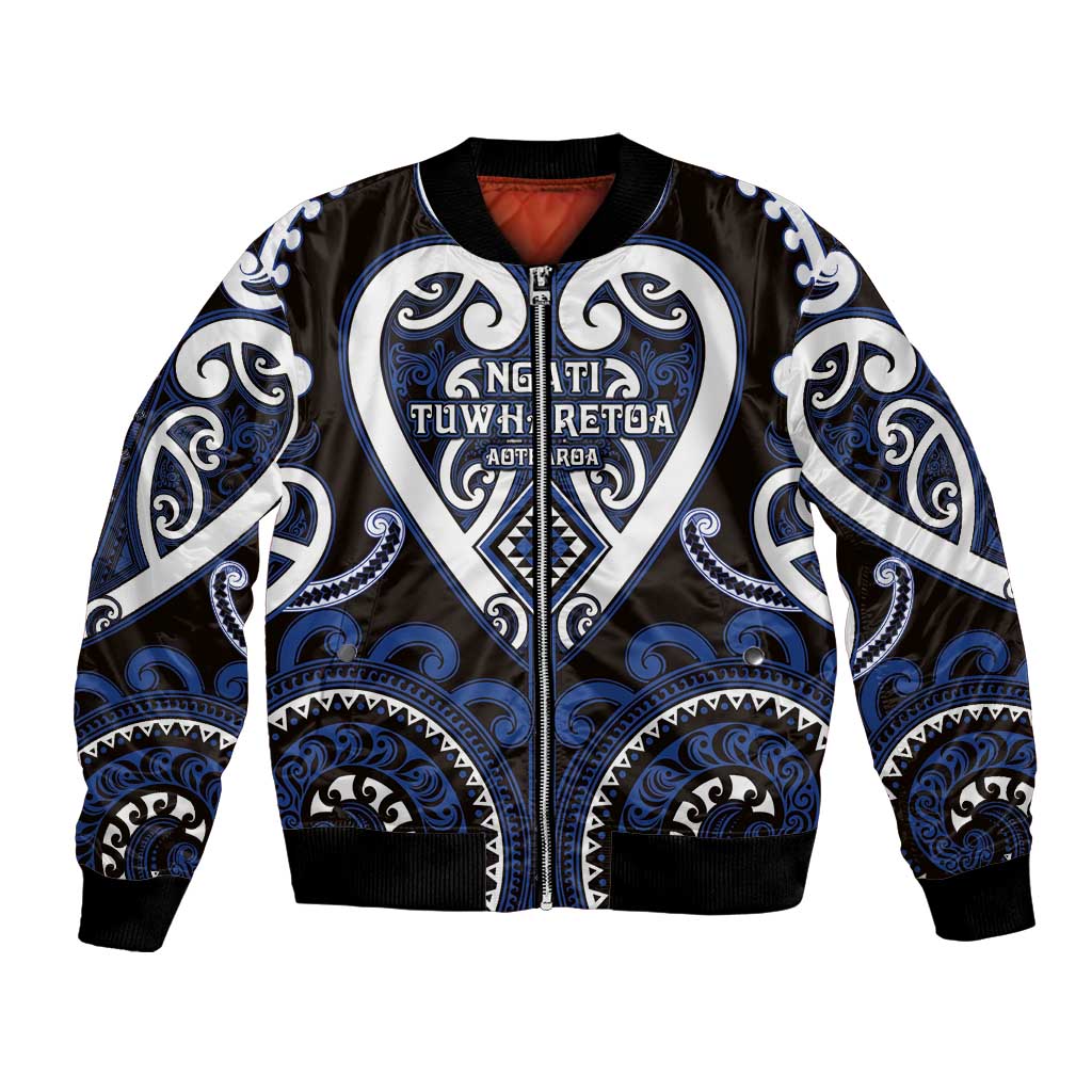 Custom Aotearoa Ngati Tuwharetoa Bomber Jacket Maori Tribal Pattern LT05 Unisex Navy - Polynesian Pride