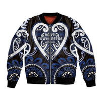 Custom Aotearoa Ngati Tuwharetoa Bomber Jacket Maori Tribal Pattern LT05 Unisex Navy - Polynesian Pride