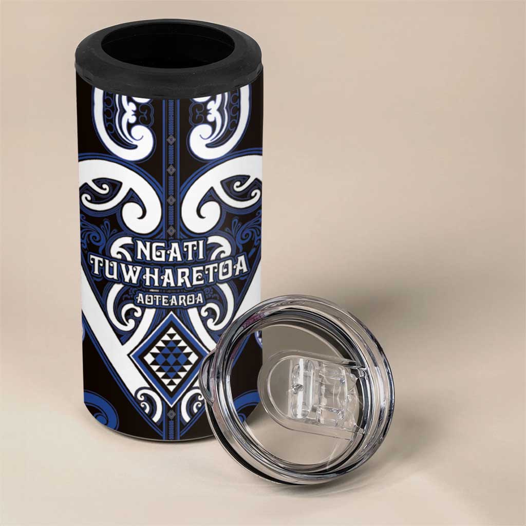 Custom Aotearoa Ngati Tuwharetoa 4 in 1 Can Cooler Tumbler Maori Tribal Pattern