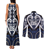Custom Aotearoa Ngati Tuwharetoa Couples Matching Tank Maxi Dress and Long Sleeve Button Shirt Maori Tribal Pattern LT05 - Polynesian Pride