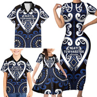 Custom Aotearoa Ngati Tuwharetoa Family Matching Short Sleeve Bodycon Dress and Hawaiian Shirt Maori Tribal Pattern