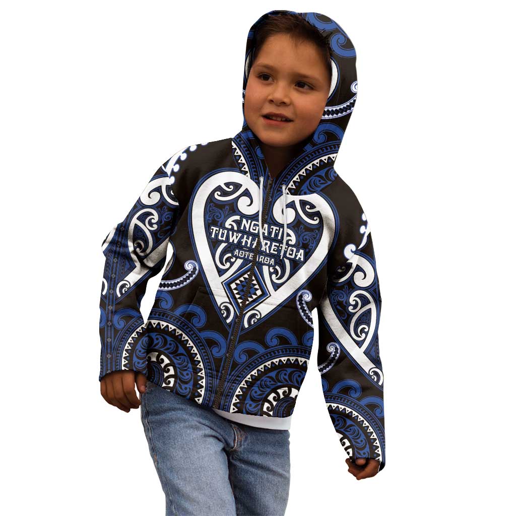 Custom Aotearoa Ngati Tuwharetoa Kid Hoodie Maori Tribal Pattern