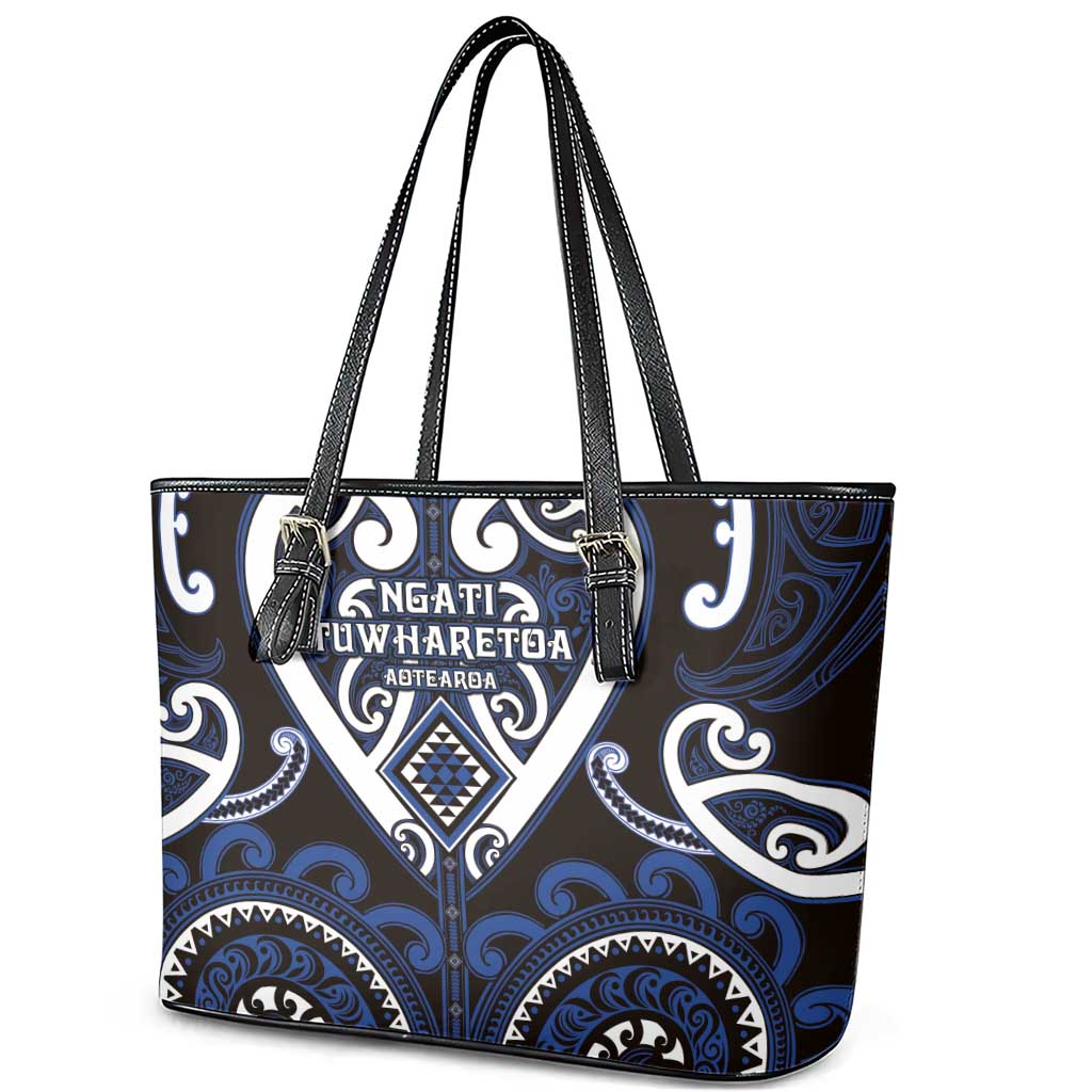 Aotearoa Ngati Tuwharetoa Leather Tote Bag Maori Tribal Pattern